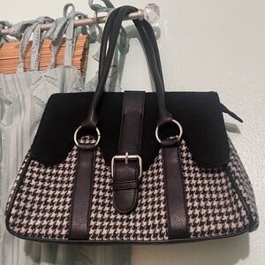 Harris Tweed Women's black white houndstooth bag